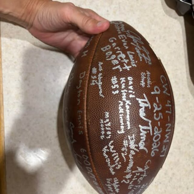 Signed game ball from the CHS Football fundraiser, September 2026